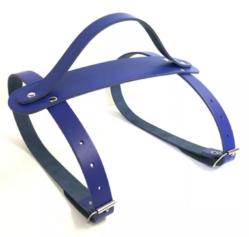 Leather Carrier Straps with Handle - for Picnic / Travel Rugs / Yoga Mats (Royal Blue)